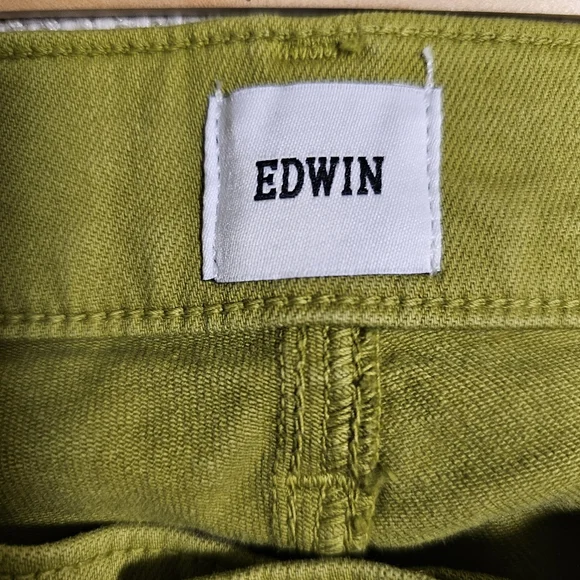 NWT Edwin Bree Slim Skinny Citrine Color High Rise Green Jeans Has Stretch Sz 32 - Picture 8 of 15